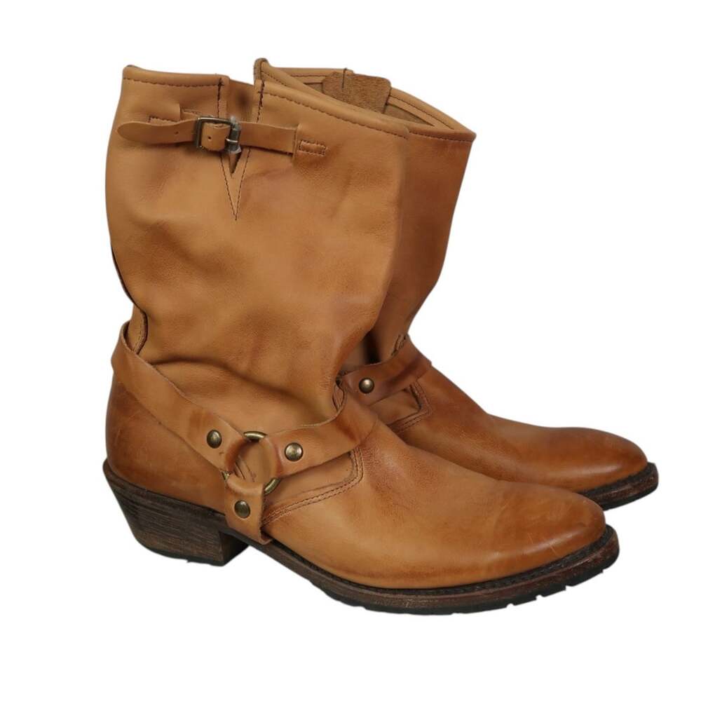 Vintage Shoe Company Tan Leather Western Cowboy Mid Calf Boots Womens 10